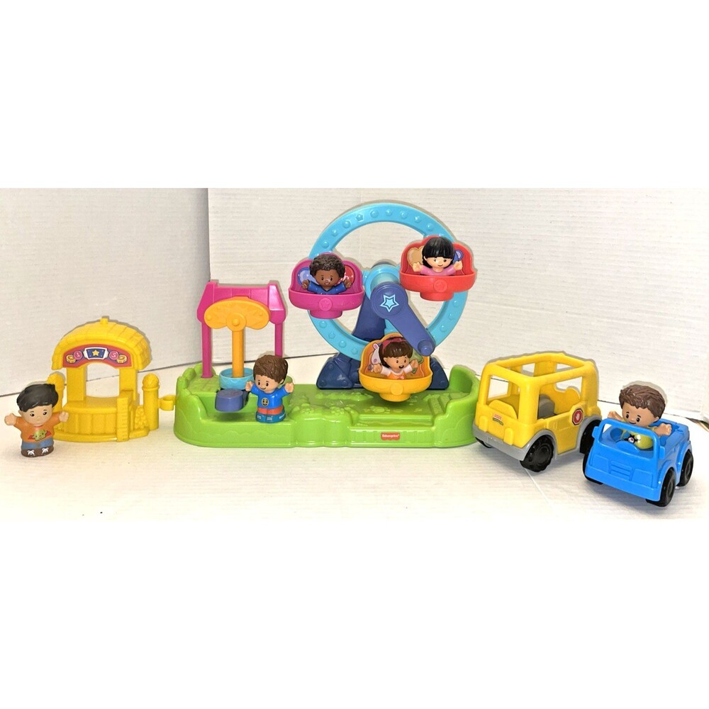 Fisher-Price Little People Carnival Ferris Wheel Lot with 6 Figures 2 Vehicles